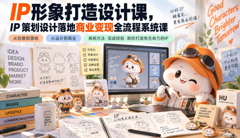 IP形象打造设计课，IP策划设计落地商业变现全流程系统课亿创资源网_优质资源分享平台_一站式资源获取亿创资源网 | 优质资源分享平台_一站式资源获取