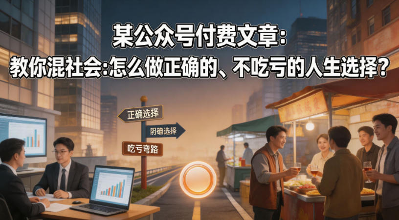 某公众号付费文章：教你混社会：怎么做正确的、不吃亏的人生选择？亿创资源网_优质资源分享平台_一站式资源获取亿创资源网 | 优质资源分享平台_一站式资源获取