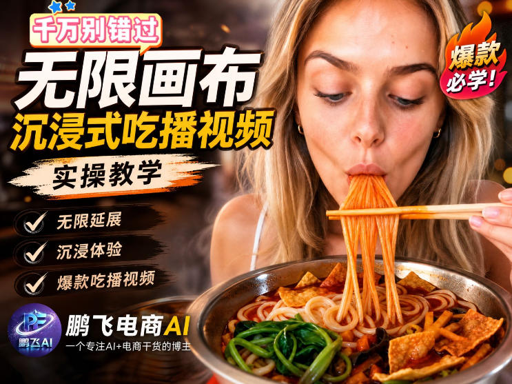保姆级教程｜用AI无线画布做沉浸式吃播，3步直接出片，无线画布工作流，操作简单好上手亿创资源网_优质资源分享平台_一站式资源获取亿创资源网 | 优质资源分享平台_一站式资源获取