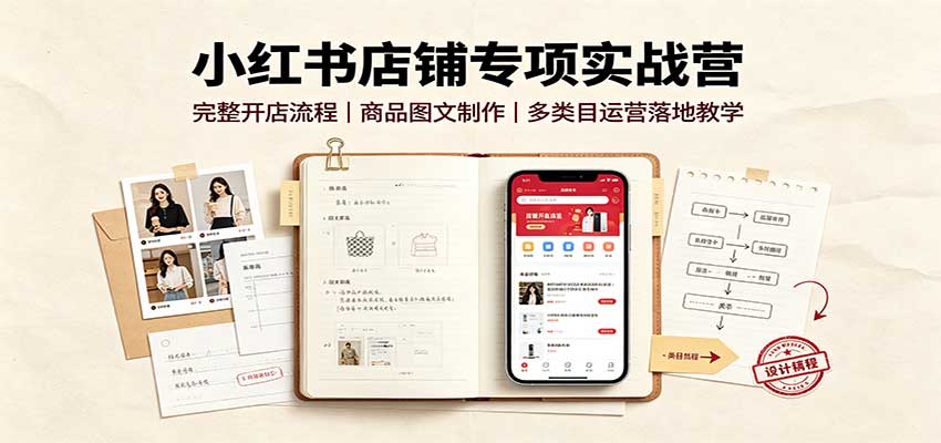 小红书店铺专项实战营：完整开店流程，商品图文制作，多类目运营落地教学亿创资源网_优质资源分享平台_一站式资源获取亿创资源网 | 优质资源分享平台_一站式资源获取