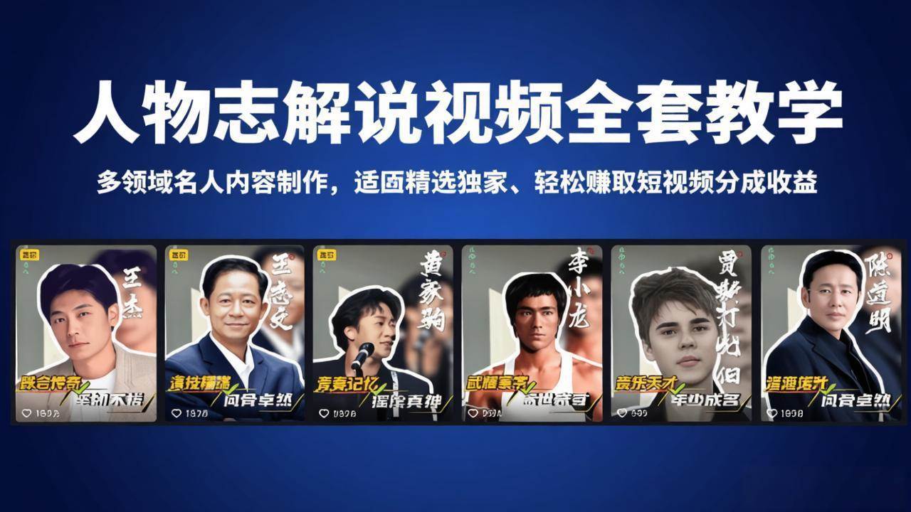 （18205期）人物志解说视频全套教学，多领域名人内容制作，适配精选独家，轻松赚取短视频分成收益亿创资源网_优质资源分享平台_一站式资源获取亿创资源网 | 优质资源分享平台_一站式资源获取