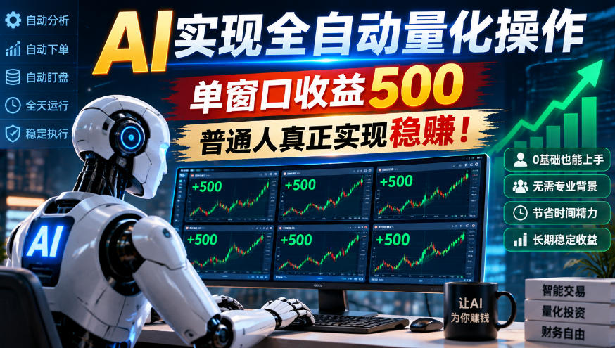 AI实现全自动量化操作，单窗口收益500，普通人真正实现稳賺！【揭秘】亿创资源网_优质资源分享平台_一站式资源获取亿创资源网 | 优质资源分享平台_一站式资源获取