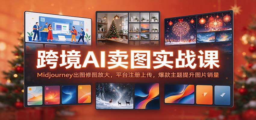 跨境AI卖图实战课：Midjourney出图修图放大，平台注册上传，爆款主题提升图片销量亿创资源网_优质资源分享平台_一站式资源获取亿创资源网 | 优质资源分享平台_一站式资源获取