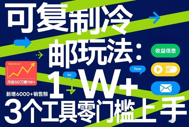 可复制冷邮件玩法:月投50刀賺1W+,新增6000+销售额,3个工具零门槛上手亿创资源网_优质资源分享平台_一站式资源获取亿创资源网 | 优质资源分享平台_一站式资源获取