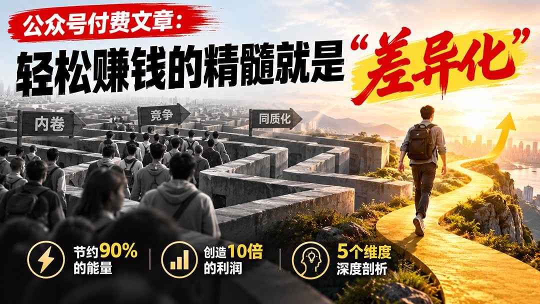 (20779期)公众号付费文章:轻松赚钱的精髓就是“差异化”亿创资源网_优质资源分享平台_一站式资源获取亿创资源网 | 优质资源分享平台_一站式资源获取