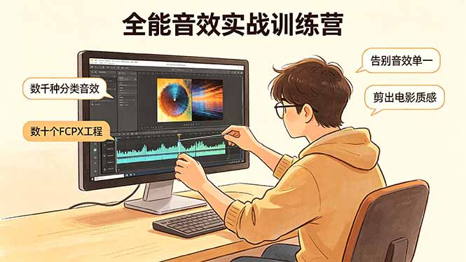 全能音效实战训练营：数千种分类音效+数十个FCPX工程，告别音效单一，剪出电影质感亿创资源网_优质资源分享平台_一站式资源获取亿创资源网 | 优质资源分享平台_一站式资源获取