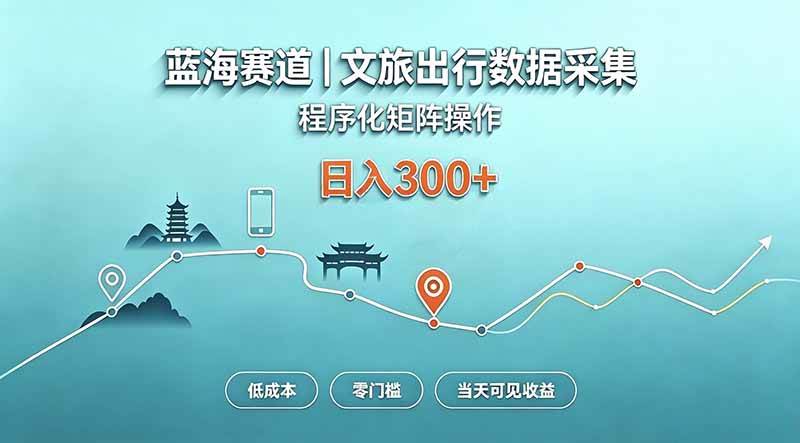 (20478期)蓝海赛道 文旅出行数据采集 程序化矩阵操作 低成本 零门槛 当天可见收益 日入300+亿创资源网_优质资源分享平台_一站式资源获取亿创资源网 | 优质资源分享平台_一站式资源获取