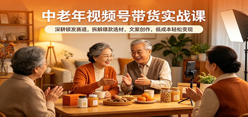 中老年视频号带货实战课：深耕银发赛道，拆解爆款选材，文案创作，低成本轻松变现亿创资源网_优质资源分享平台_一站式资源获取亿创资源网 | 优质资源分享平台_一站式资源获取