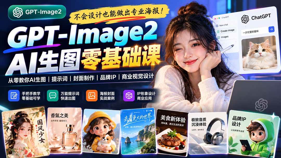 （20944期）不会设计也能做出专业海报！GPT-Image2从零教你AI生图、提示词、封面制作、品牌IP与商业视觉设计亿创资源网_优质资源分享平台_一站式资源获取亿创资源网 | 优质资源分享平台_一站式资源获取