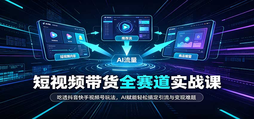 短视频带货全赛道：吃透抖音快手视频号玩法，AI赋能轻松搞定引流与变现难题亿创资源网_优质资源分享平台_一站式资源获取亿创资源网 | 优质资源分享平台_一站式资源获取