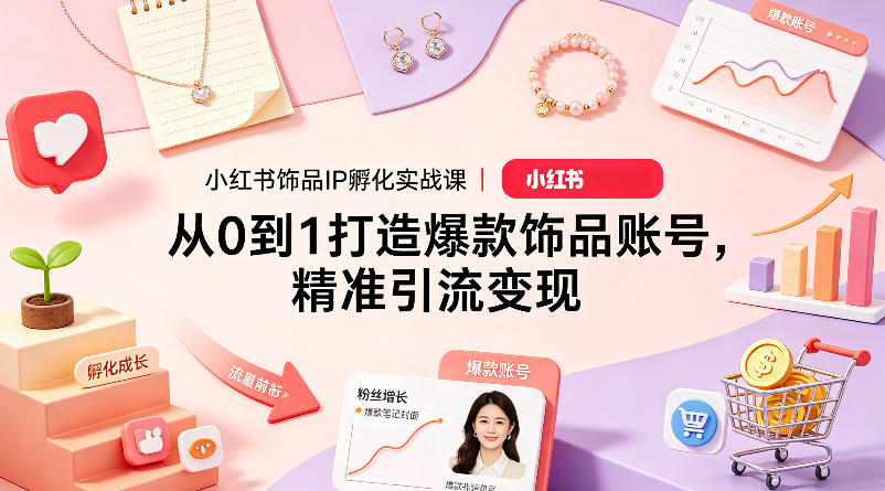 小红书饰品IP孵化实战课｜从0到1打造爆款饰品账号，精准引流变现亿创资源网_优质资源分享平台_一站式资源获取亿创资源网 | 优质资源分享平台_一站式资源获取