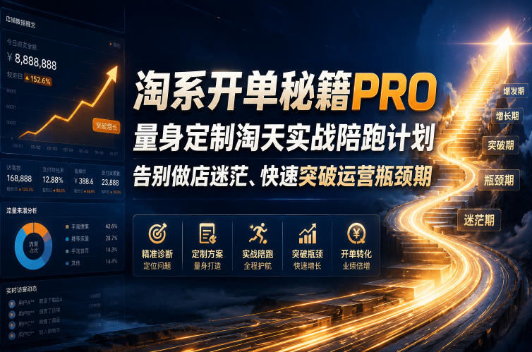 淘系开单秘籍PRO,量身定制淘天实战陪跑计划,告别做店迷茫、快速突破运营瓶颈期(更新260823)亿创资源网_优质资源分享平台_一站式资源获取亿创资源网 | 优质资源分享平台_一站式资源获取