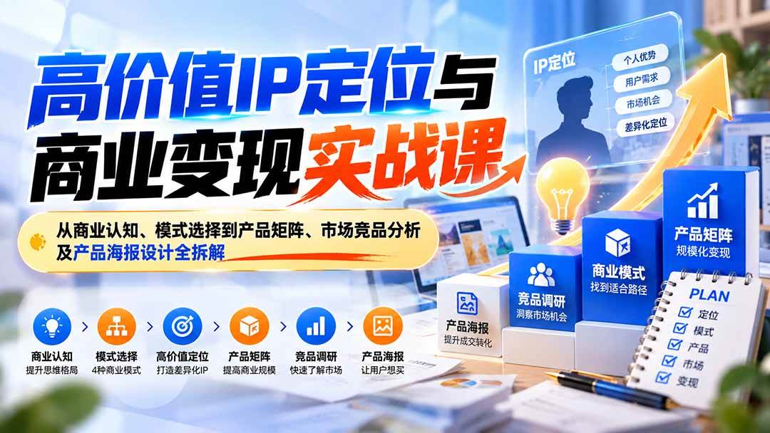 （20715期）高价值IP定位与商业变现实战课：从商业认知、模式选择到产品矩阵、市场竞品分析及产品海报设计全拆解亿创资源网_优质资源分享平台_一站式资源获取亿创资源网 | 优质资源分享平台_一站式资源获取