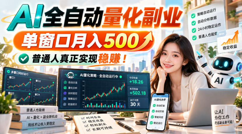 AI全自动量化副业，单窗口月入500，普通人真正实现稳賺！【揭秘】亿创资源网_优质资源分享平台_一站式资源获取亿创资源网 | 优质资源分享平台_一站式资源获取