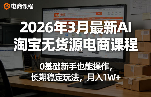 2026年3月最新AI淘宝无货源电商课程，0基础新手也能操作，长期稳定玩法，月入1W+亿创资源网_优质资源分享平台_一站式资源获取亿创资源网 | 优质资源分享平台_一站式资源获取