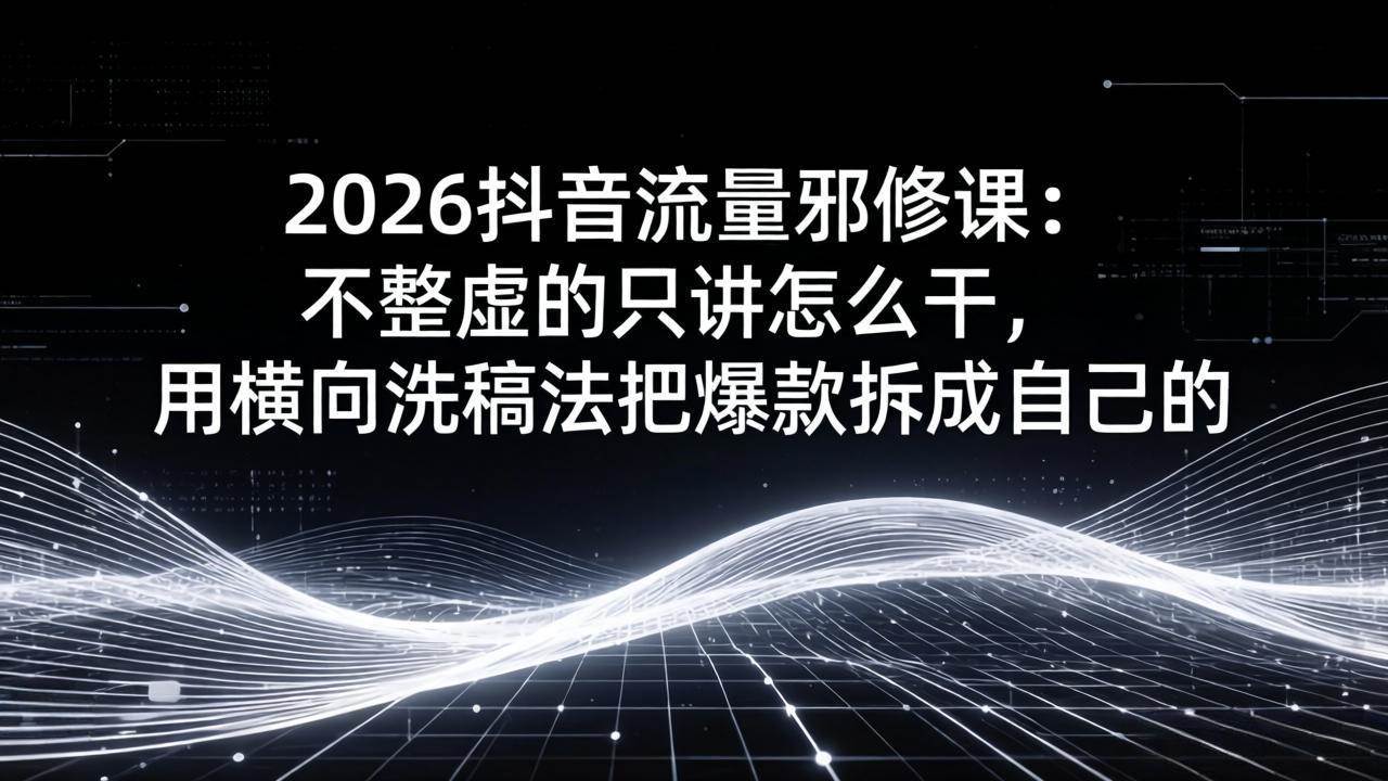 (17725期)2026抖音流量邪修课:不整虚的只讲怎么干,用横向洗稿法把爆款拆成自己的亿创资源网_优质资源分享平台_一站式资源获取亿创资源网 | 优质资源分享平台_一站式资源获取