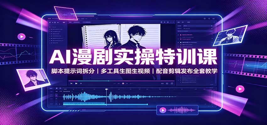 AI漫剧实操特训课：脚本提示词拆分，多工具生图生视频，配音剪辑发布全套教学亿创资源网_优质资源分享平台_一站式资源获取亿创资源网 | 优质资源分享平台_一站式资源获取