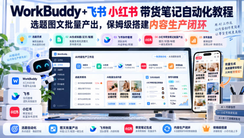 WorkBuddy+飞书小红书带货笔记自动化教程，选题图文批量产出，保姆级搭建内容生产闭环【文档】亿创资源网_优质资源分享平台_一站式资源获取亿创资源网 | 优质资源分享平台_一站式资源获取