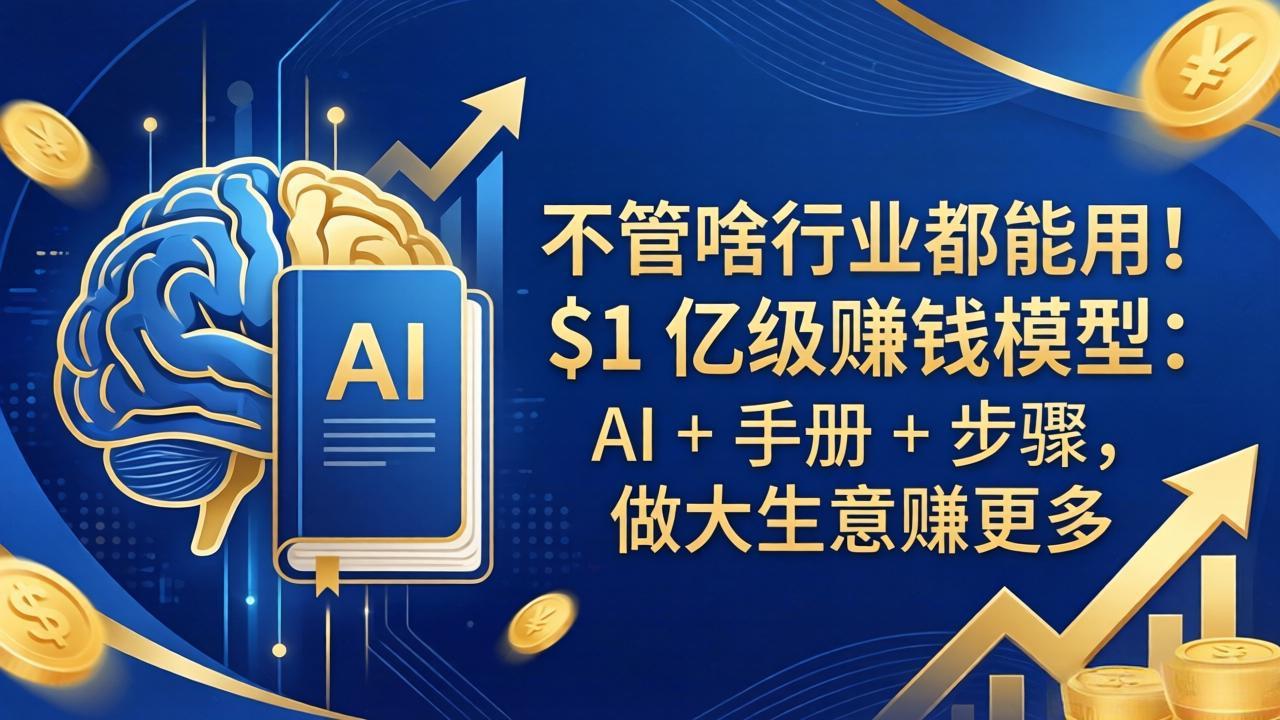不管啥行业都能用！$1 亿级赚钱模型：AI + 手册 + 步骤，做大生意赚更多亿创资源网_优质资源分享平台_一站式资源获取亿创资源网 | 优质资源分享平台_一站式资源获取