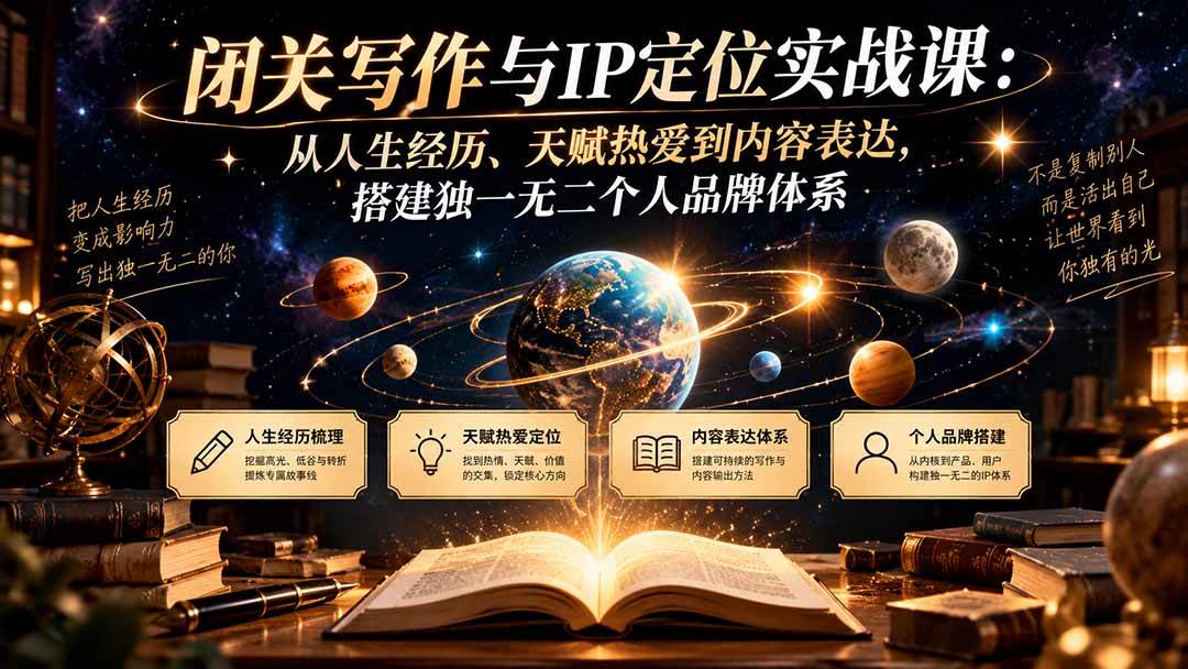(20634期)闭关写作与IP定位实战课:从人生经历、天赋热爱到内容表达,搭建独一无二个人品牌体系亿创资源网_优质资源分享平台_一站式资源获取亿创资源网 | 优质资源分享平台_一站式资源获取