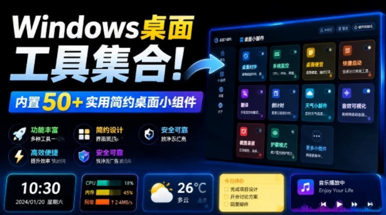 Windows桌面工具集合！内置50+实用简约桌面小组件，含截图、录屏、翻译、天气等，多秘工具箱亿创资源网_优质资源分享平台_一站式资源获取亿创资源网 | 优质资源分享平台_一站式资源获取