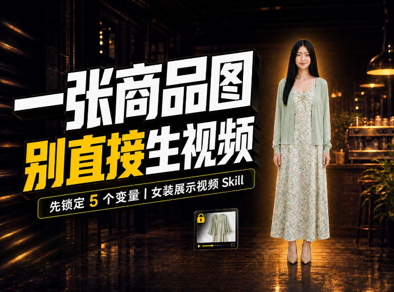 女装AI视频总翻车？问题不在提示词，女装展示视频Skill先锁定5个变量！亿创资源网_优质资源分享平台_一站式资源获取亿创资源网 | 优质资源分享平台_一站式资源获取