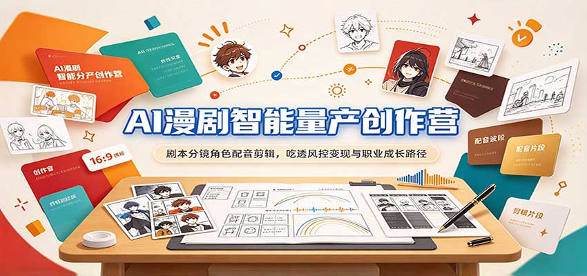 AI漫剧智能量产创作营：剧本分镜角色配音剪辑，吃透风控变现与职业成长路径亿创资源网_优质资源分享平台_一站式资源获取亿创资源网 | 优质资源分享平台_一站式资源获取