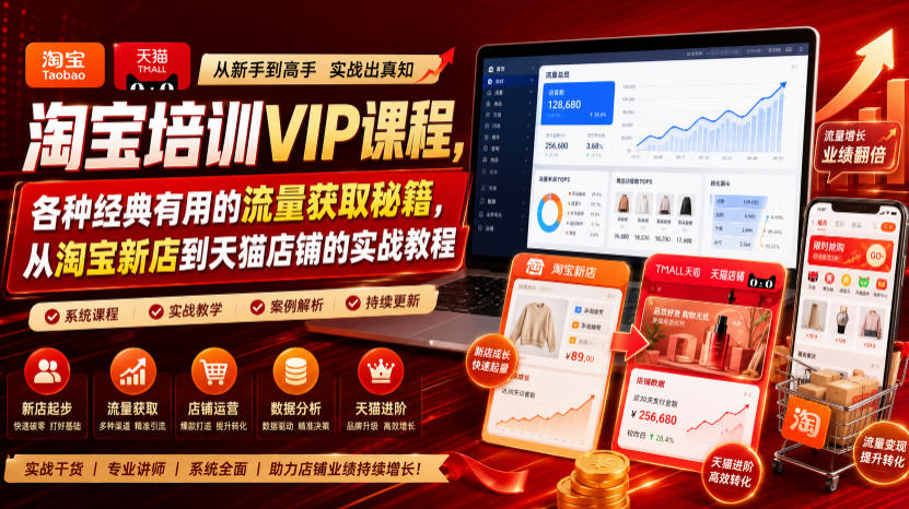 淘宝培训VIP课程，各种经典有用的流量获取秘籍，从淘宝新店到天猫店铺的实战教程（更新7月29日）亿创资源网_优质资源分享平台_一站式资源获取亿创资源网 | 优质资源分享平台_一站式资源获取