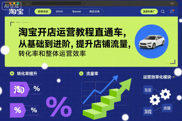 淘宝开店运营教程直通车，从基础到进阶，提升店铺流量，转化率和整体运营效率（更新26年3月）亿创资源网_优质资源分享平台_一站式资源获取亿创资源网 | 优质资源分享平台_一站式资源获取