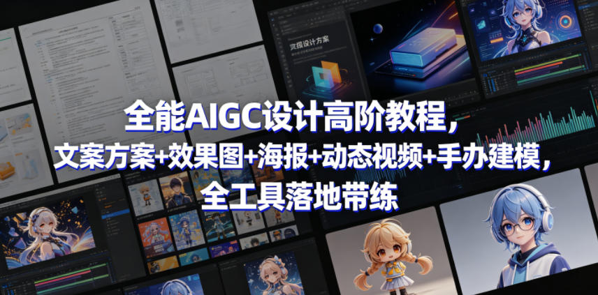 全能AIGC设计高阶教程，文案方案+效果图+海报+动态视频+手办建模，全工具落地带练亿创资源网_优质资源分享平台_一站式资源获取亿创资源网 | 优质资源分享平台_一站式资源获取