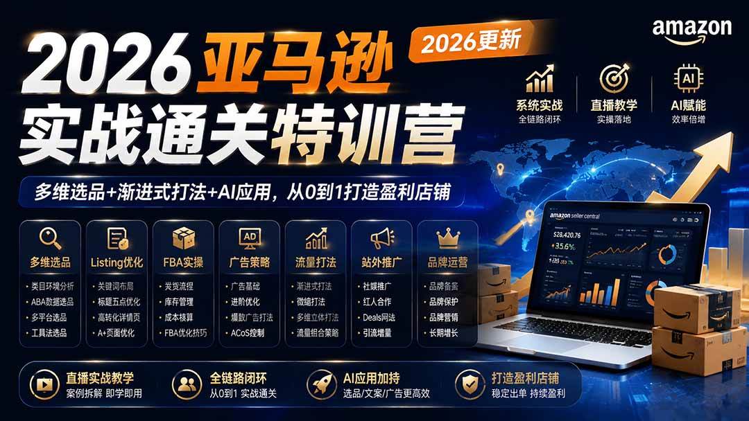 （20747期）2026亚马逊实战通关特训营-更新1001，多维选品+渐进式打法+AI应用，从0到1打造盈利店铺亿创资源网_优质资源分享平台_一站式资源获取亿创资源网 | 优质资源分享平台_一站式资源获取