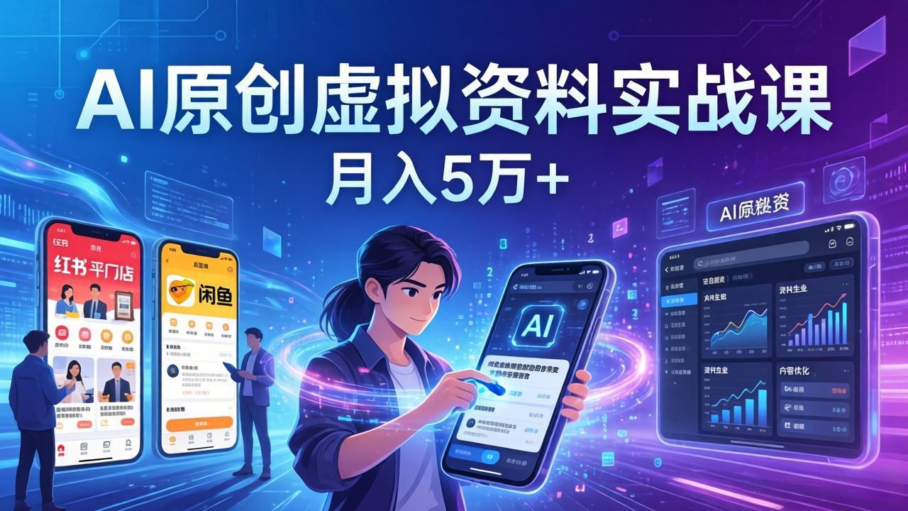 AI原创虚拟资料实战课：2026新机会，小红书闲鱼开店，普通人用AI轻松变现，月入5万+亿创资源网_优质资源分享平台_一站式资源获取亿创资源网 | 优质资源分享平台_一站式资源获取
