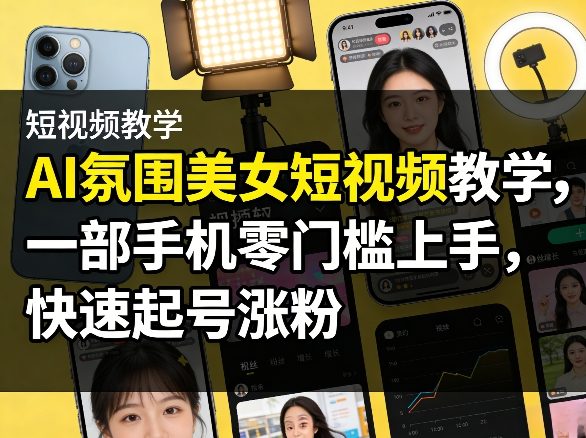 AI氛围美女短视频教学，一部手机零门槛上手，快速起号涨粉亿创资源网_优质资源分享平台_一站式资源获取亿创资源网 | 优质资源分享平台_一站式资源获取