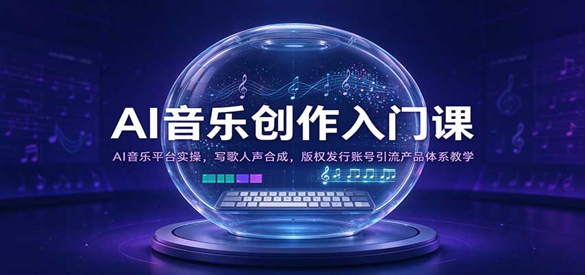 AI音乐创作入门课：AI音乐平台实操，写歌人声合成，版权发行账号引流产品体系教学亿创资源网_优质资源分享平台_一站式资源获取亿创资源网 | 优质资源分享平台_一站式资源获取