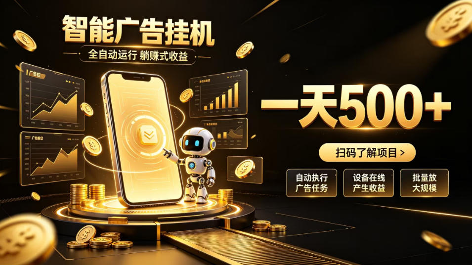 智能广告挂G项目，无需人工值守，全自动躺賺增收，单日收益可达500+【揭秘】亿创资源网_优质资源分享平台_一站式资源获取亿创资源网 | 优质资源分享平台_一站式资源获取