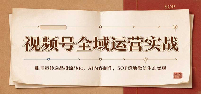 视频号全域运营实战：账号运转选品投流转化，AI内容制作，SOP落地微信生态变现亿创资源网_优质资源分享平台_一站式资源获取亿创资源网 | 优质资源分享平台_一站式资源获取