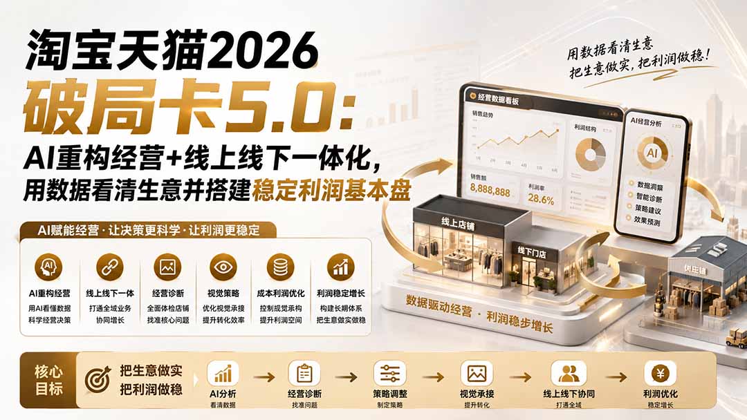 淘宝天猫2026破局卡5.0:AI重构经营+线上线下一体化,用数据看清生意并搭建稳定利润基本盘亿创资源网_优质资源分享平台_一站式资源获取亿创资源网 | 优质资源分享平台_一站式资源获取