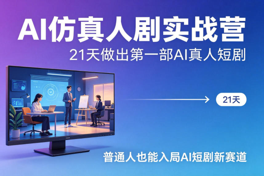AI仿真人剧实战营，21天做出第一部AI真人短剧，普通人也能入局AI短剧新赛道亿创资源网_优质资源分享平台_一站式资源获取亿创资源网 | 优质资源分享平台_一站式资源获取
