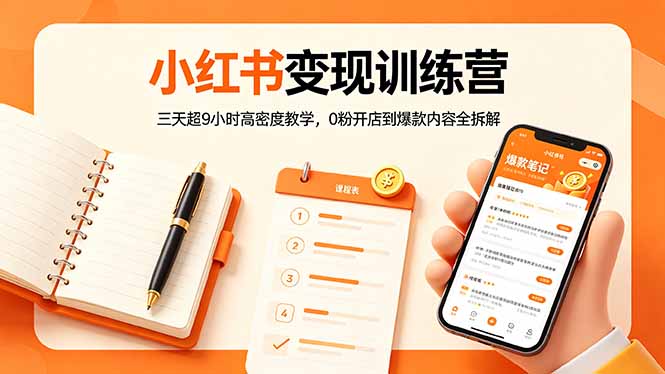 小红书变现训练营：三天超9小时高密度教学，0粉开店到爆款内容全拆解亿创资源网_优质资源分享平台_一站式资源获取亿创资源网 | 优质资源分享平台_一站式资源获取