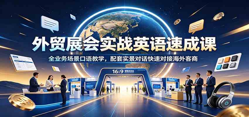 外贸展会实战英语速成课：全业务场景口语教学，配套实景对话快速对接海外客商亿创资源网_优质资源分享平台_一站式资源获取亿创资源网 | 优质资源分享平台_一站式资源获取