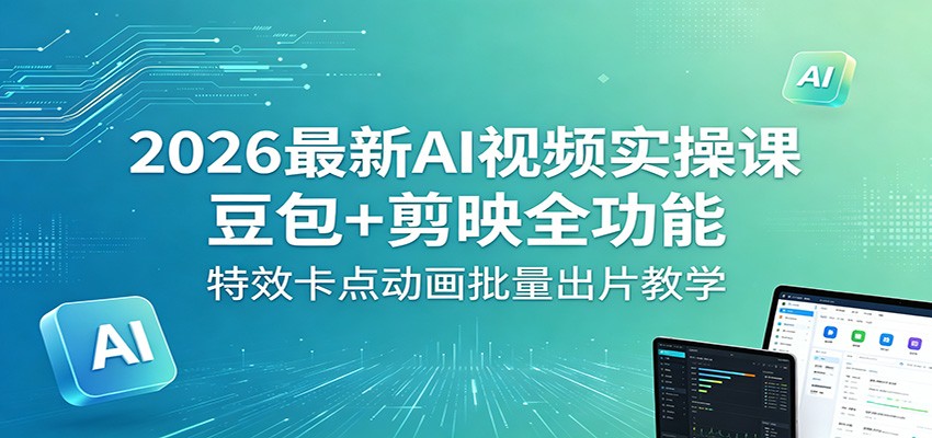 2026最新AI视频实操课：豆包+剪映全功能，特效卡点动画批量出片教学亿创资源网_优质资源分享平台_一站式资源获取亿创资源网 | 优质资源分享平台_一站式资源获取