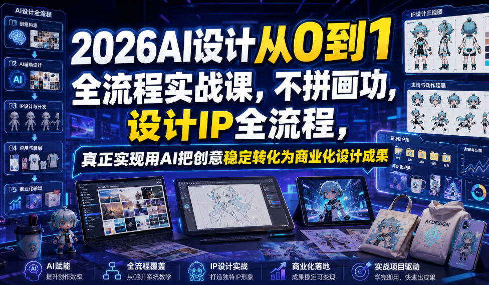 2026AI设计从0到1全流程实战课，不拼画功，设计IP全流程，真正实现用AI把创意稳定转化为商业化设计成果亿创资源网_优质资源分享平台_一站式资源获取亿创资源网 | 优质资源分享平台_一站式资源获取