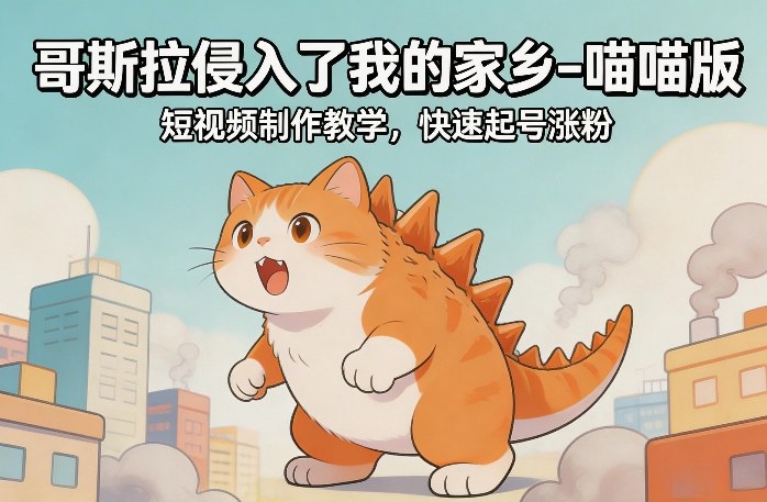 哥斯拉侵入了我的家乡–喵喵版短视频制作教学，快速起号涨粉亿创资源网_优质资源分享平台_一站式资源获取亿创资源网 | 优质资源分享平台_一站式资源获取