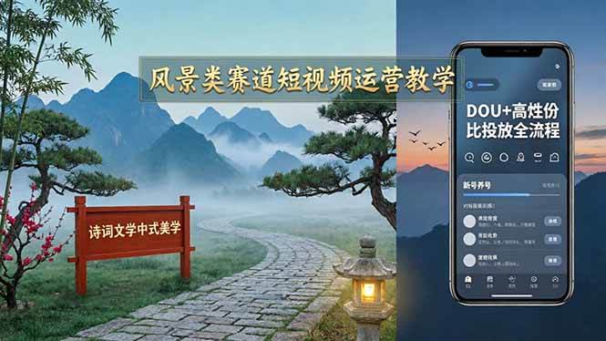 （17992期）风景类赛道短视频运营教学：诗词文学中式美学，新号养号对标账号定位，DOU+高性价比投放全流程亿创资源网_优质资源分享平台_一站式资源获取亿创资源网 | 优质资源分享平台_一站式资源获取