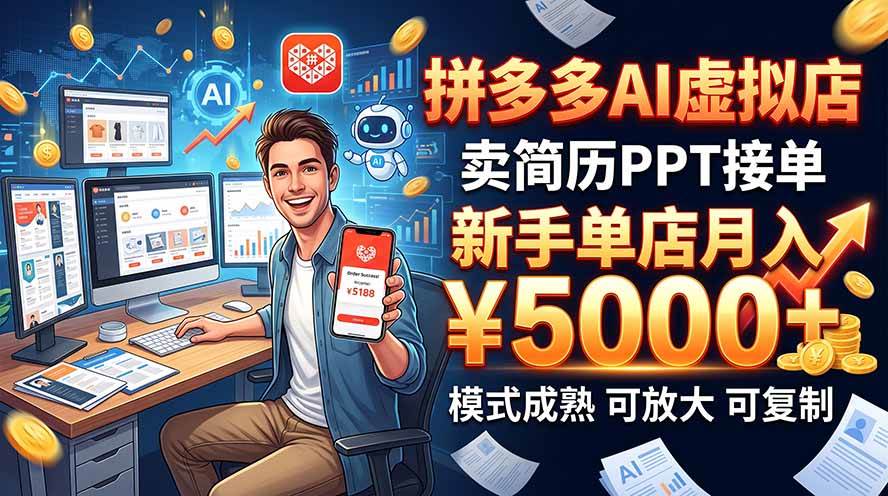 （20694期）开一家拼多多虚拟店，用AI卖简历PPT，单店月入1w+，可放大亿创资源网_优质资源分享平台_一站式资源获取亿创资源网 | 优质资源分享平台_一站式资源获取