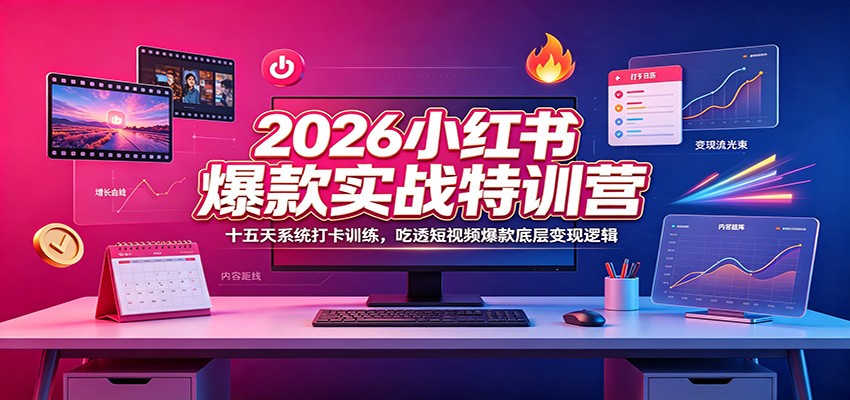 2026小红书爆款实战特训营：十五天系统打卡训练，吃透短视频爆款底层变现逻辑亿创资源网_优质资源分享平台_一站式资源获取亿创资源网 | 优质资源分享平台_一站式资源获取