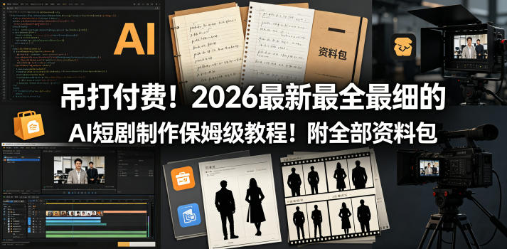 吊打付费！2026最新最全最细的AI短剧制作保姆级教程！附全部资料包亿创资源网_优质资源分享平台_一站式资源获取亿创资源网 | 优质资源分享平台_一站式资源获取