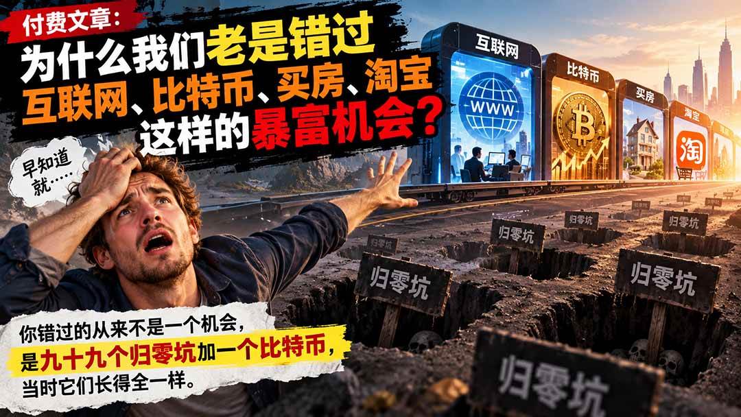 （20834期）付费文章：为什么我们老是错过互联网、比特币、买 房、淘宝这样的暴富机会？亿创资源网_优质资源分享平台_一站式资源获取亿创资源网 | 优质资源分享平台_一站式资源获取