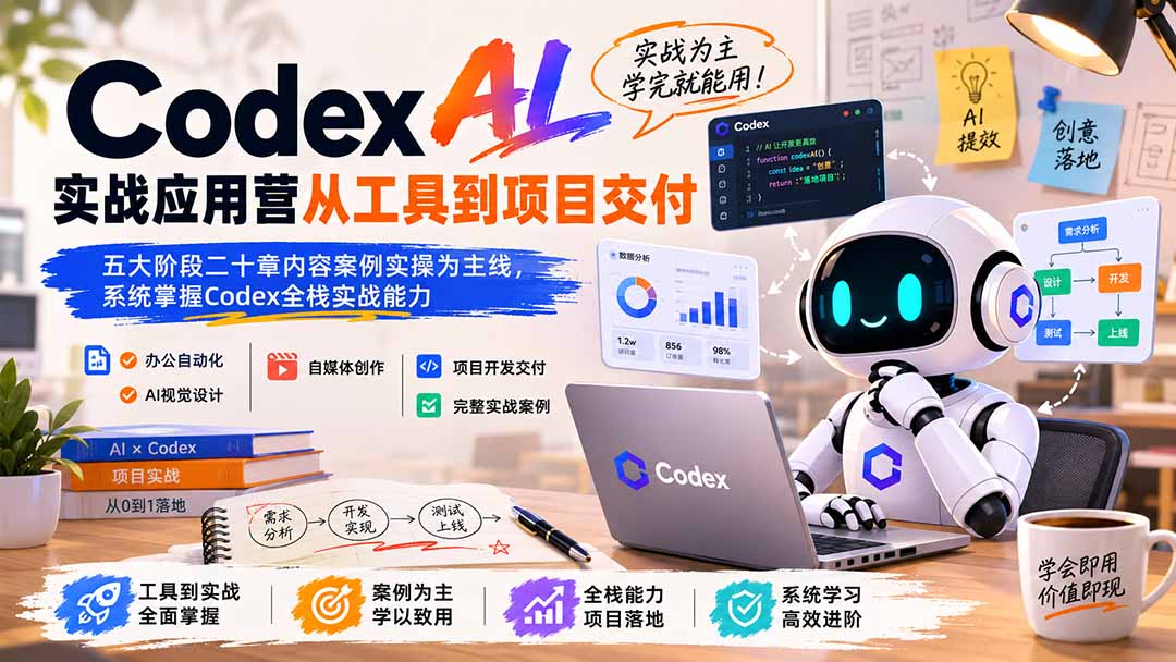 Codex AI实战应用营从工具到项目交付；五大阶段二十章内容案例实操为主线，系统掌握Codex全栈实战能力亿创资源网_优质资源分享平台_一站式资源获取亿创资源网 | 优质资源分享平台_一站式资源获取