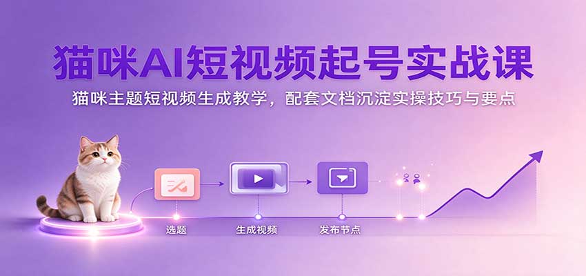 猫咪AI短视频起号实战课：猫咪主题短视频生成教学，配套文档沉淀实操技巧与要点亿创资源网_优质资源分享平台_一站式资源获取亿创资源网 | 优质资源分享平台_一站式资源获取
